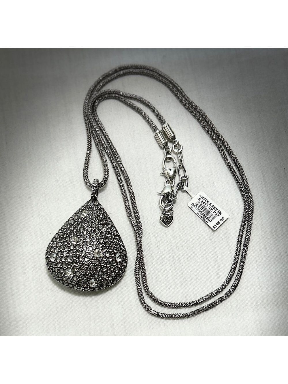 Brighton Anatola Necklace Crystals Silver Plated 34” Long Chain